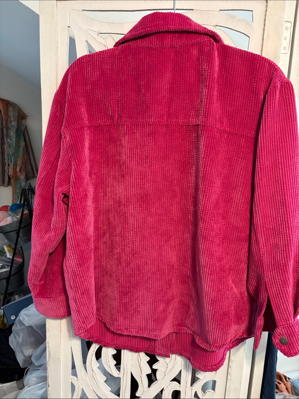 Corduroy Button-Up Jacket - Raspberry Pink - Picture 5 of 5